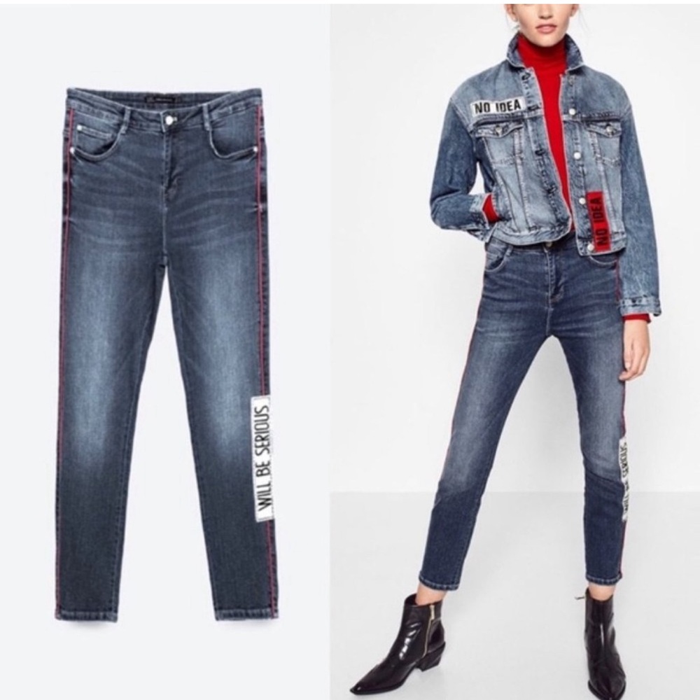 EUC- Zara‎ Jeans | Zara Trafaluc —Will Be Serious Slouchy Patched Jeans